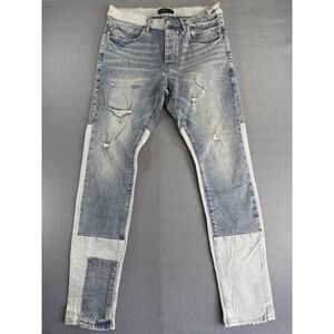 Purple Brand P001 Jeans Mens 34x32 Medium Wash Blue Slim Tapered Distressed